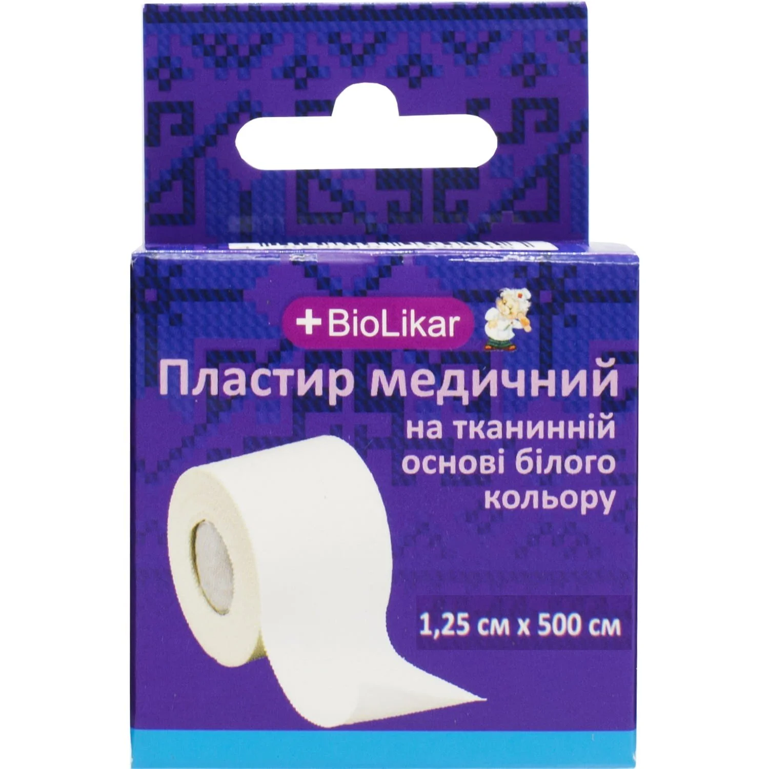Пластир медичний BioLikar (БіоЛікар) на тканинній основі, білого кольору 1,25 х 500 см, 1 шт.