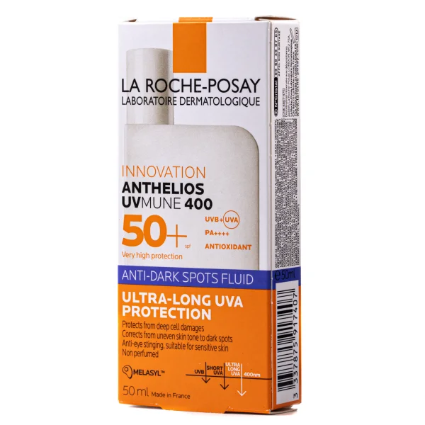 Флюїд сонцезахисний проти гіперпігментації шкіри La Roche-Posay (Ля Рош) Anthelios UVmune 400 SPF50+, 50 мл