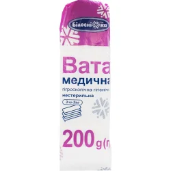 Вата нестерильна Білосніжка гігієнічна "Зіг-Заг", 200 г