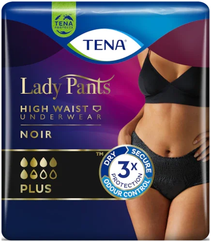 Урологические трусы для женщин Тена Леди Пентс Плюс (Tena Lady Pants Plus) черные, размер М, 9 шт.