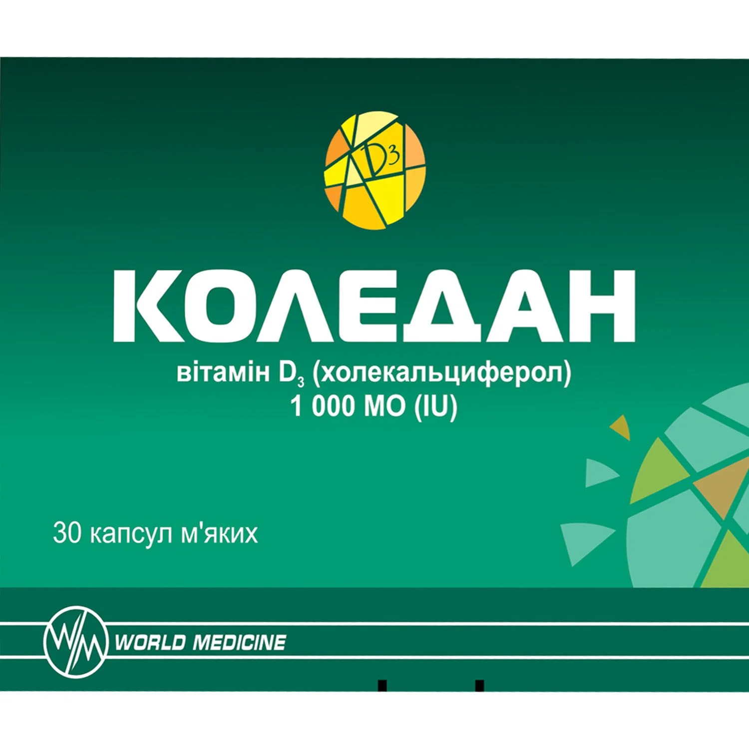 Коледан вітамін Д3 по 1000 МО капсули м’які, 30 шт.