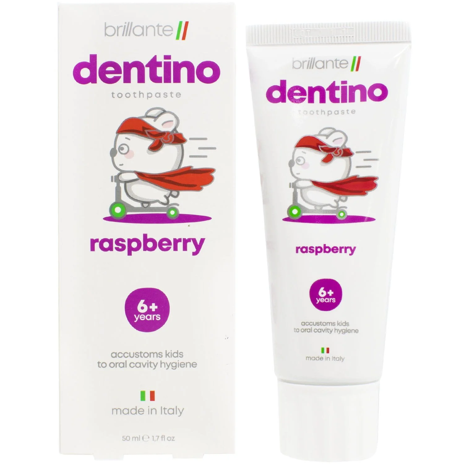 Зубна паста-гель Брілянте Дентіно Расбері Джуніор (Brillante Dentino Raspberry Junior) від 6 років, 50 мл