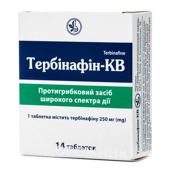 Тербинафин-КВ таблетки по 250 мг, 14 шт.